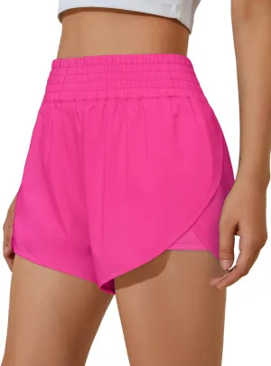 BMJL Womens Running Shorts High Waisted Side Pocket Athletic Shorts High Side Slit 2 in 1 Gym Shorts