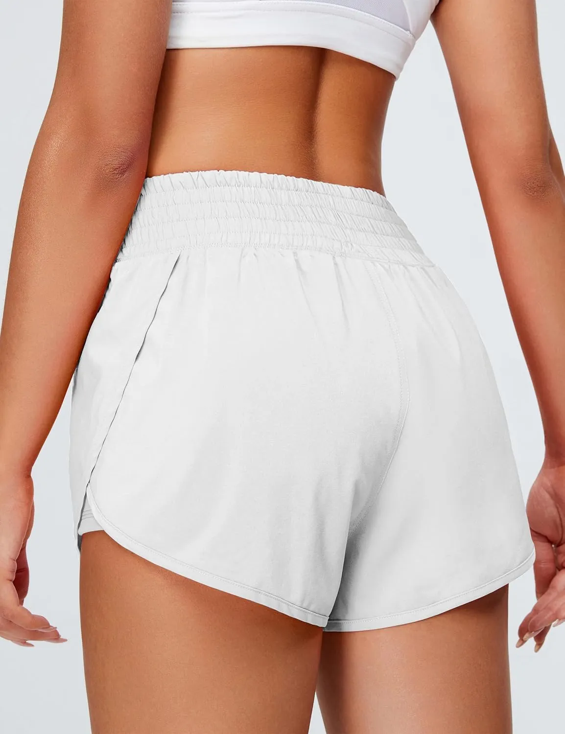 BMJL Womens Running Shorts High Waisted Side Pocket Athletic Shorts High Side Slit 2 in 1 Gym Shorts