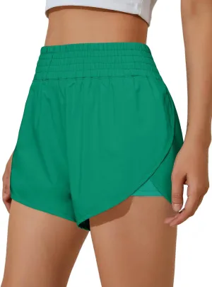 BMJL Womens Running Shorts High Waisted Side Pocket Athletic Shorts High Side Slit 2 in 1 Gym Shorts