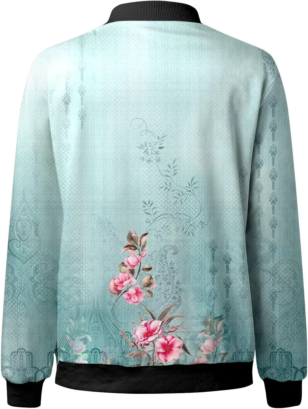 Bomber Jackets for Women 2024 Lightweight Casual Zip Up Stand Collar Coats Jacket Floral Graphic Outwear Fall Outfits