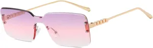 bullabulling Fashion Rimless Rectangle Sunglasses for Women Men Square Glasses Ultralight UV400 Eyewear Unisex