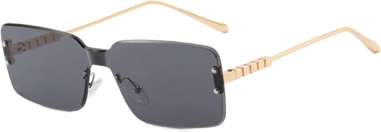 bullabulling Fashion Rimless Rectangle Sunglasses for Women Men Square Glasses Ultralight UV400 Eyewear Unisex
