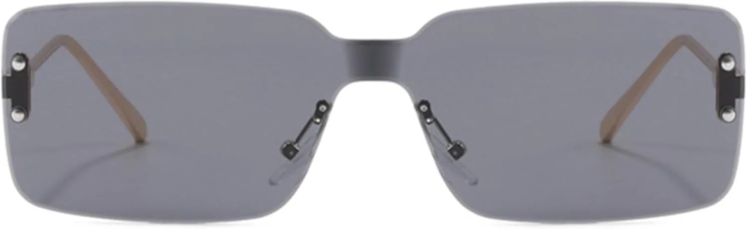 bullabulling Fashion Rimless Rectangle Sunglasses for Women Men Square Glasses Ultralight UV400 Eyewear Unisex