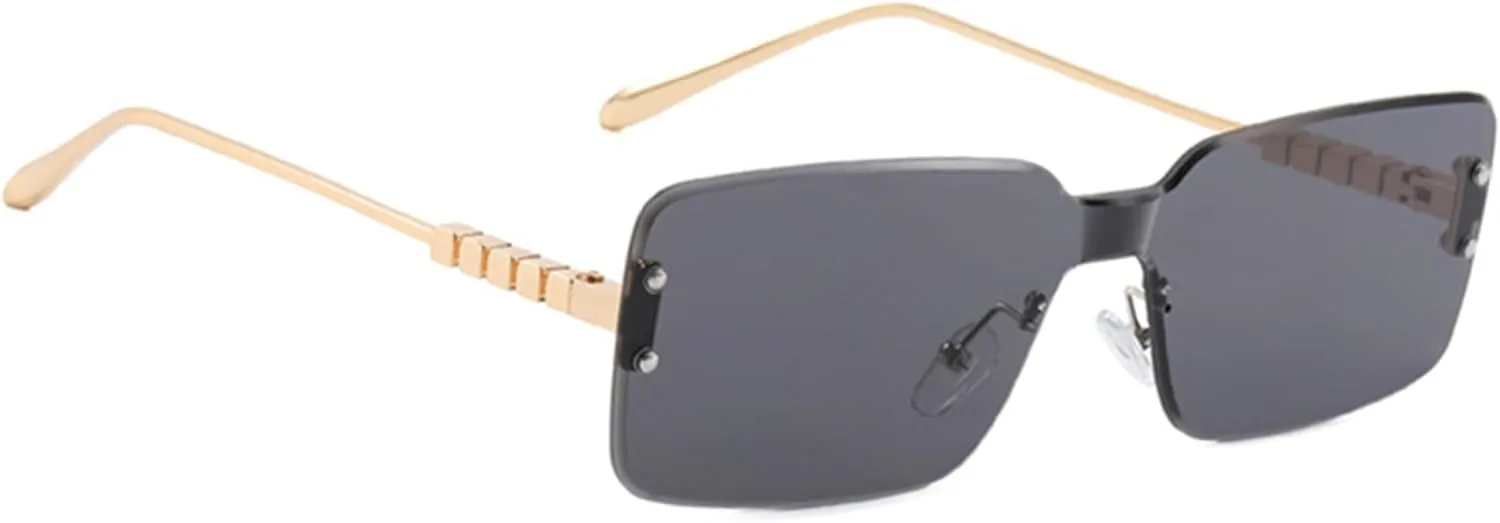 bullabulling Fashion Rimless Rectangle Sunglasses for Women Men Square Glasses Ultralight UV400 Eyewear Unisex
