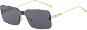 bullabulling Fashion Rimless Rectangle Sunglasses for Women Men Square Glasses Ultralight UV400 Eyewear Unisex