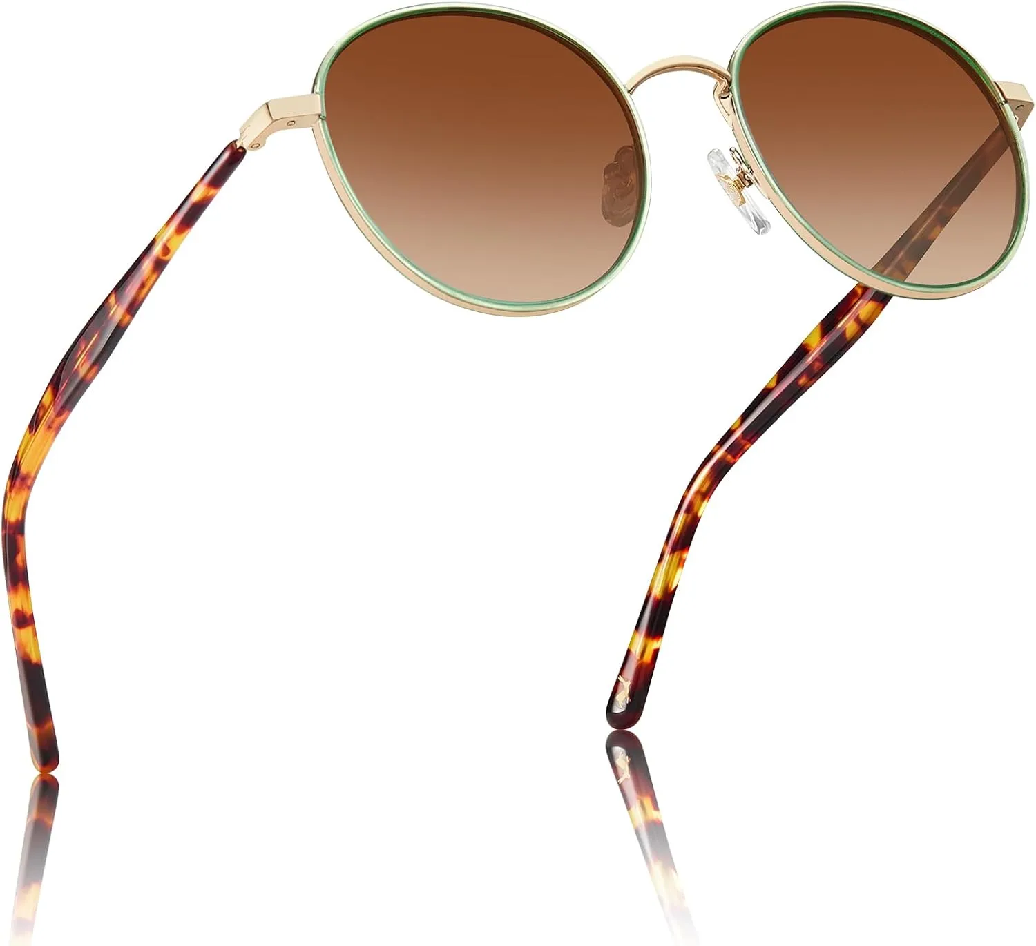 CARFIA Metal Acetate Polarized Sunglasses for Women UV400 Protection, Retro Small Round Anti-Glare Glasses Driving Shades