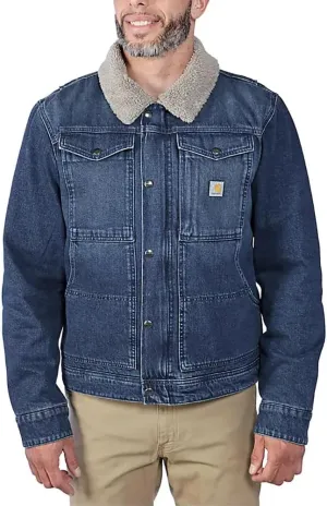 Carhartt Men's Relaxed Fit Denim Sherpa-Lined Jacket