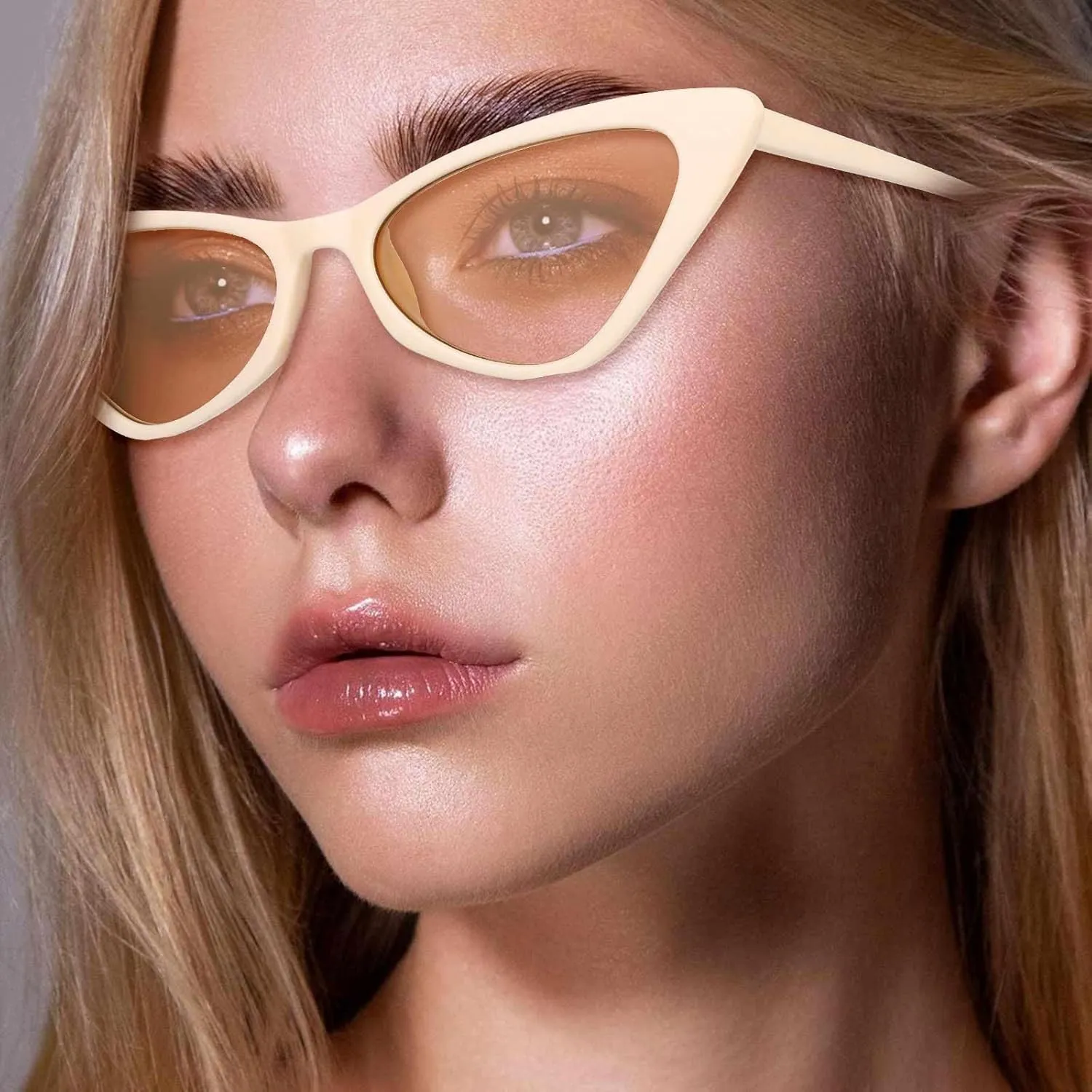 Cat Eye Sunglasses for Women Retro Vintage Trendy Outdoor Narrow Cateye Frame Y2k Glasses