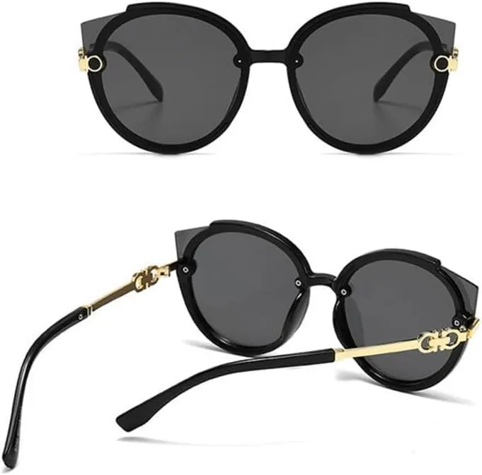 Cat Eye Sunglasses Women Round Sun Glasses Men Vintage Oversize Eyelasses Tea Blue Red UV400