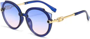 Cat Eye Sunglasses Women Round Sun Glasses Men Vintage Oversize Eyelasses Tea Blue Red UV400