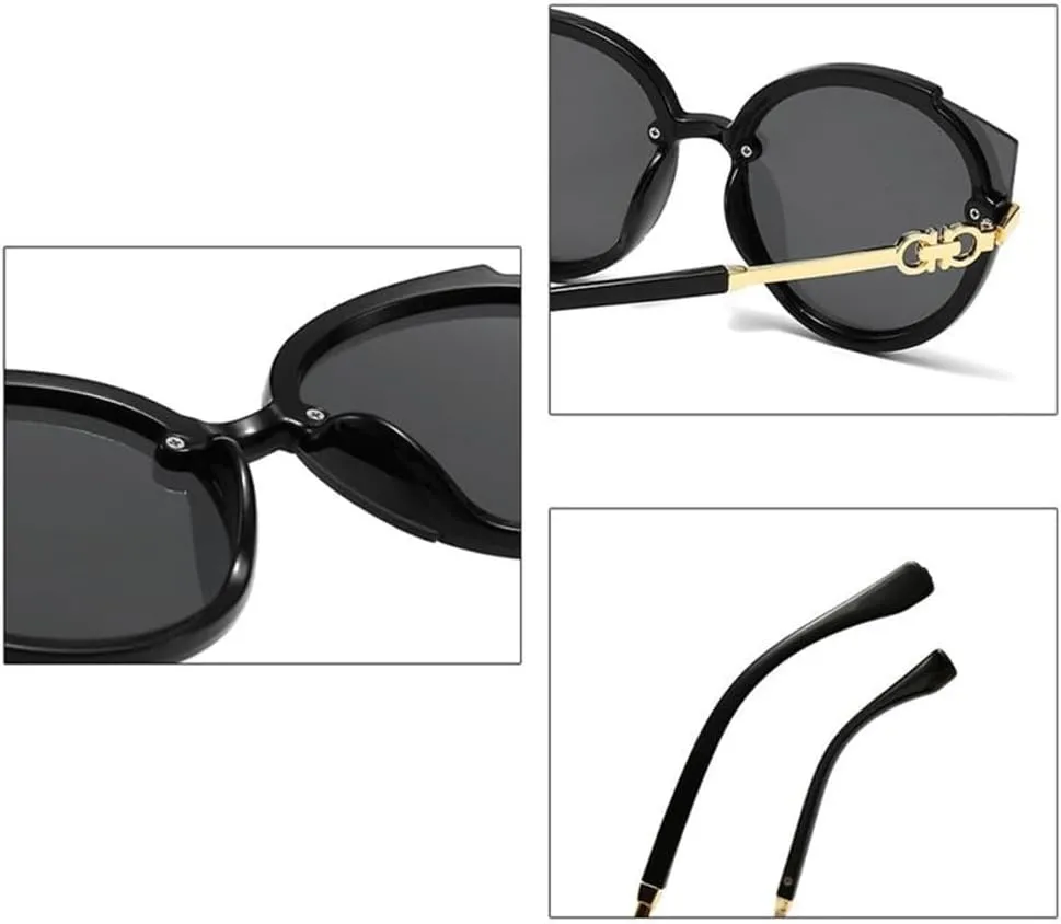 Cat Eye Sunglasses Women Round Sun Glasses Men Vintage Oversize Eyelasses Tea Blue Red UV400