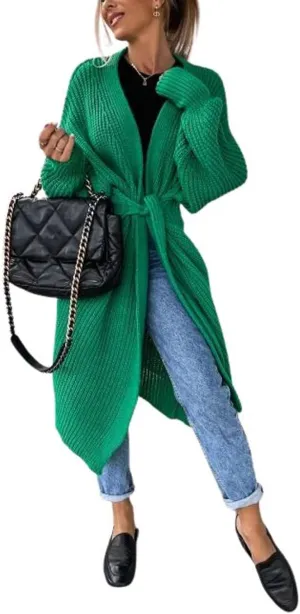 CHARTOU Women's Slouchy Chunky Shawl Wrap Knit Open Front Cardigan Midi Long Sweater Coats