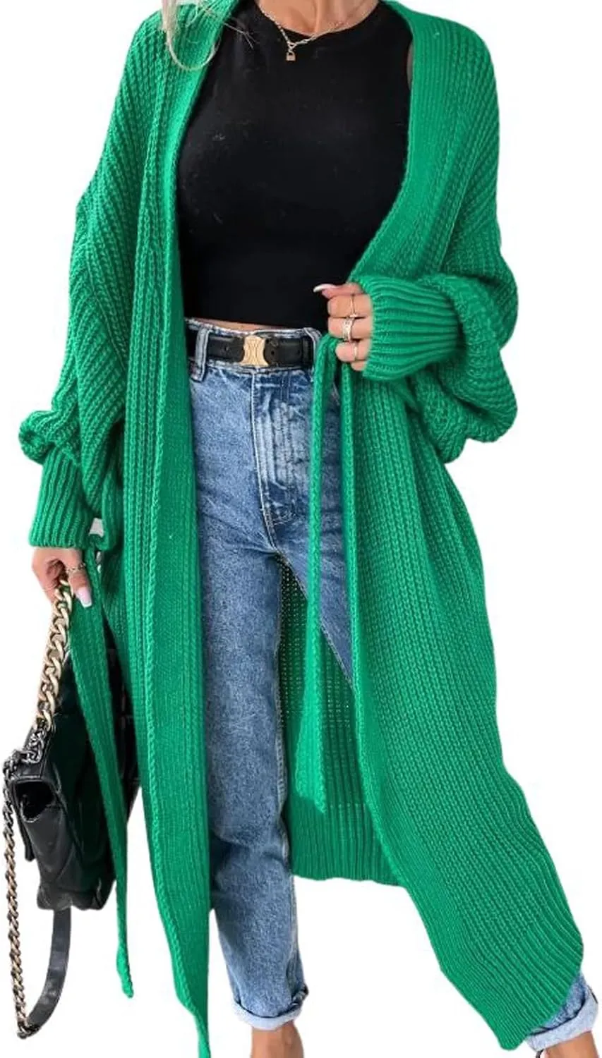CHARTOU Women's Slouchy Chunky Shawl Wrap Knit Open Front Cardigan Midi Long Sweater Coats