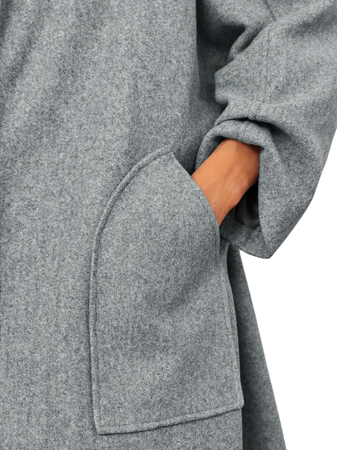 Cicy Bell Womens Long Pea Coats Oversized Wrap Wool Blend Trench Coats Winter Open Front Cardigan Overcoats