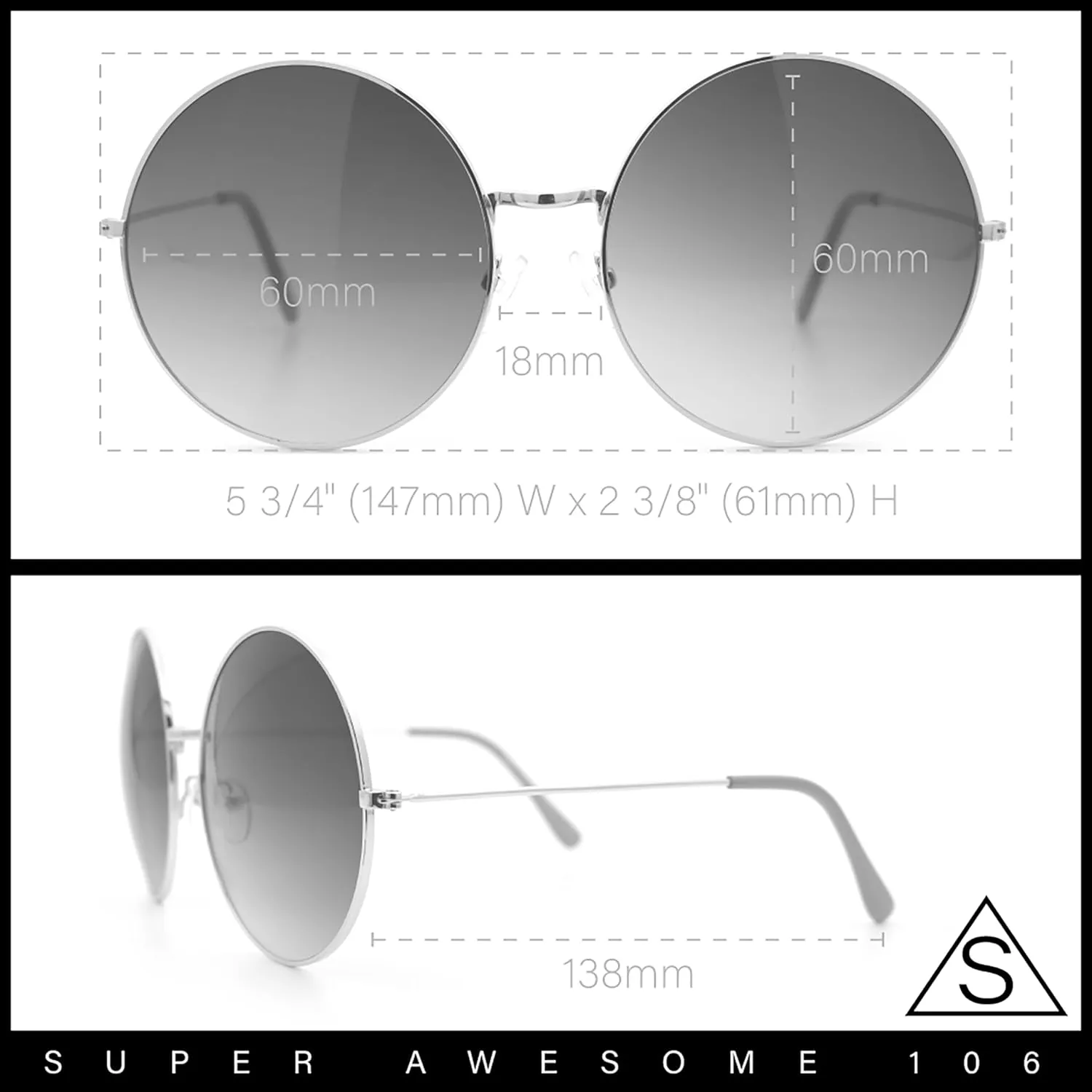 Classic Oversize Joplin Style Hippie Round Circle Lens Sunglasses