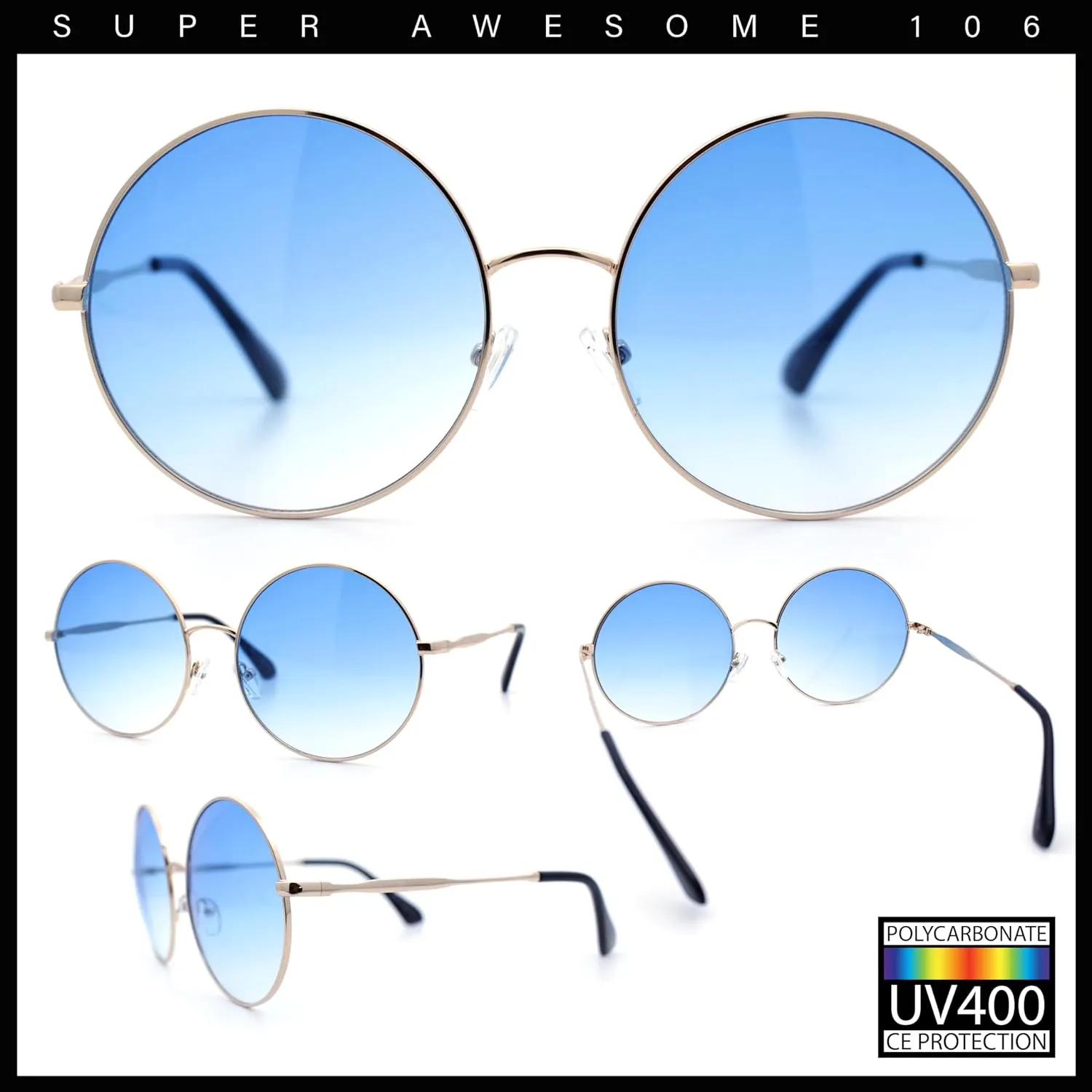 Classic Oversize Joplin Style Hippie Round Circle Lens Sunglasses