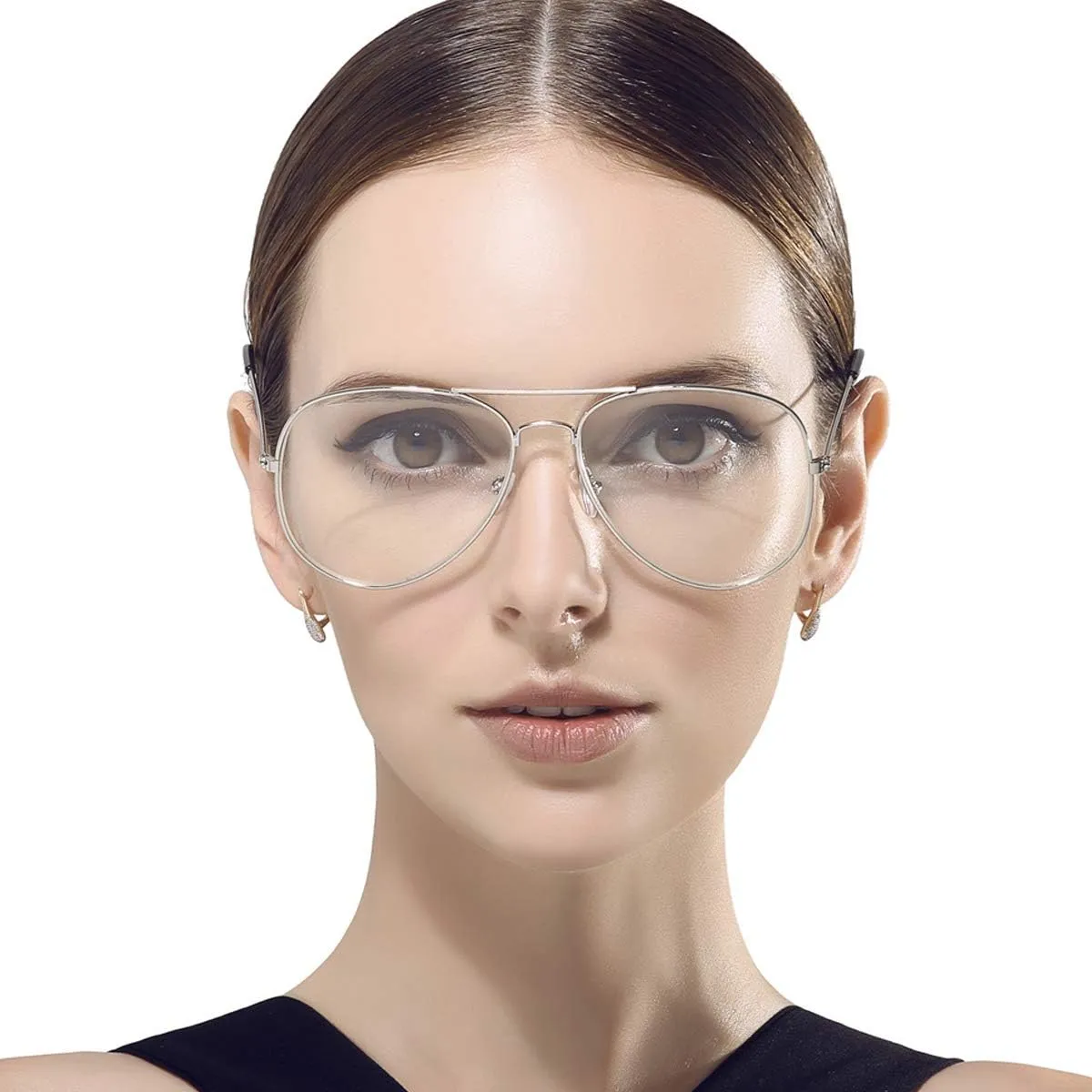 Clear Aviator Glasses Lens Premium Classic Metal Frame Eyeglasses