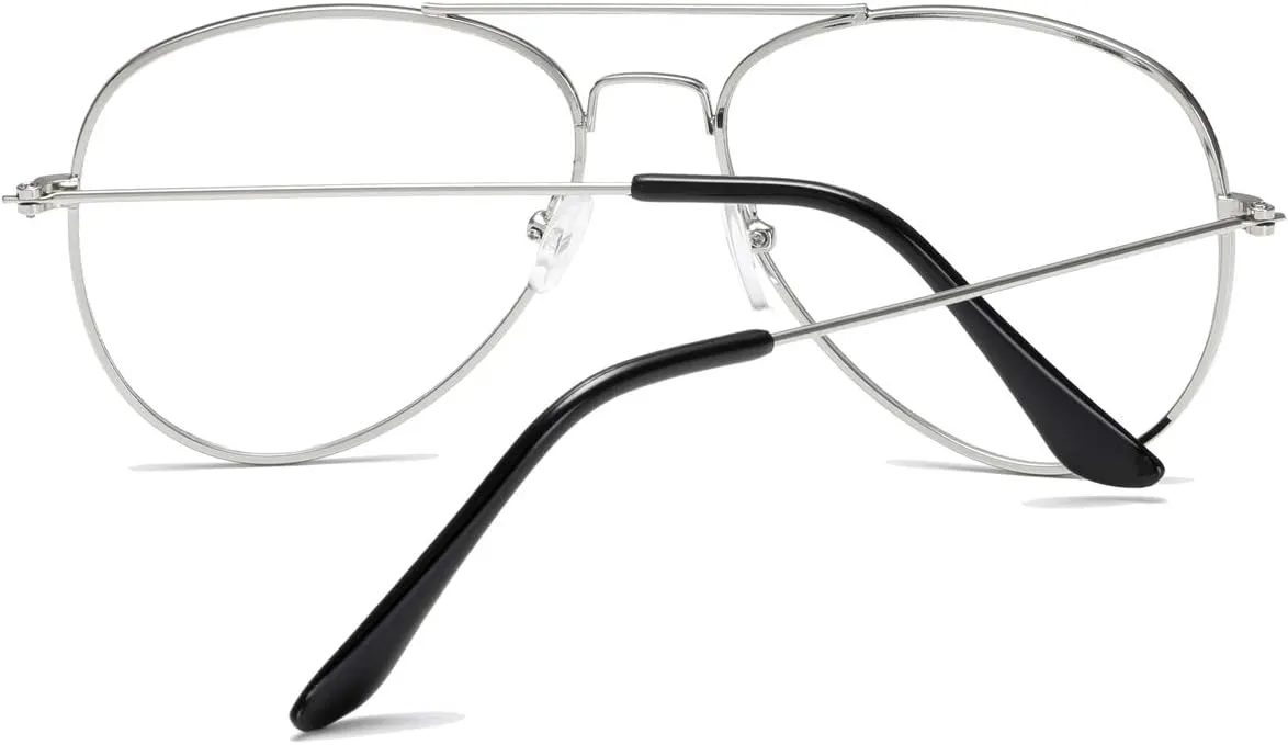 Clear Aviator Glasses Lens Premium Classic Metal Frame Eyeglasses