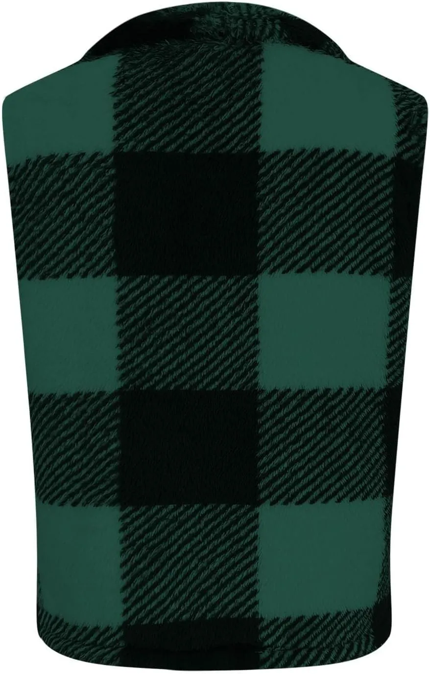 Coats for Women Plaid Open Front Jackets Trendy Plaid Outerwear Oversized Warm Fuzzy Fleece Cardigan Outwear with Pockets