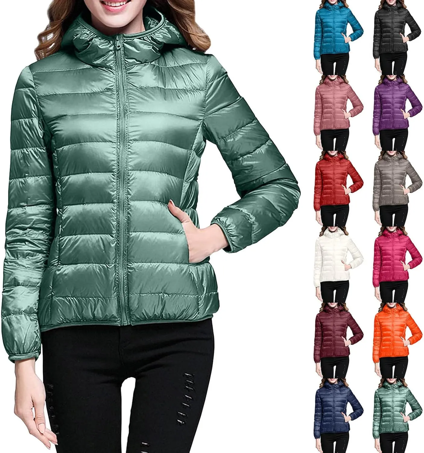 cooki Puffer Coat Women with Hood Quilted Jackets for Women Winter Packable Puffer Jacket Lightweight Down Coat Plus Size