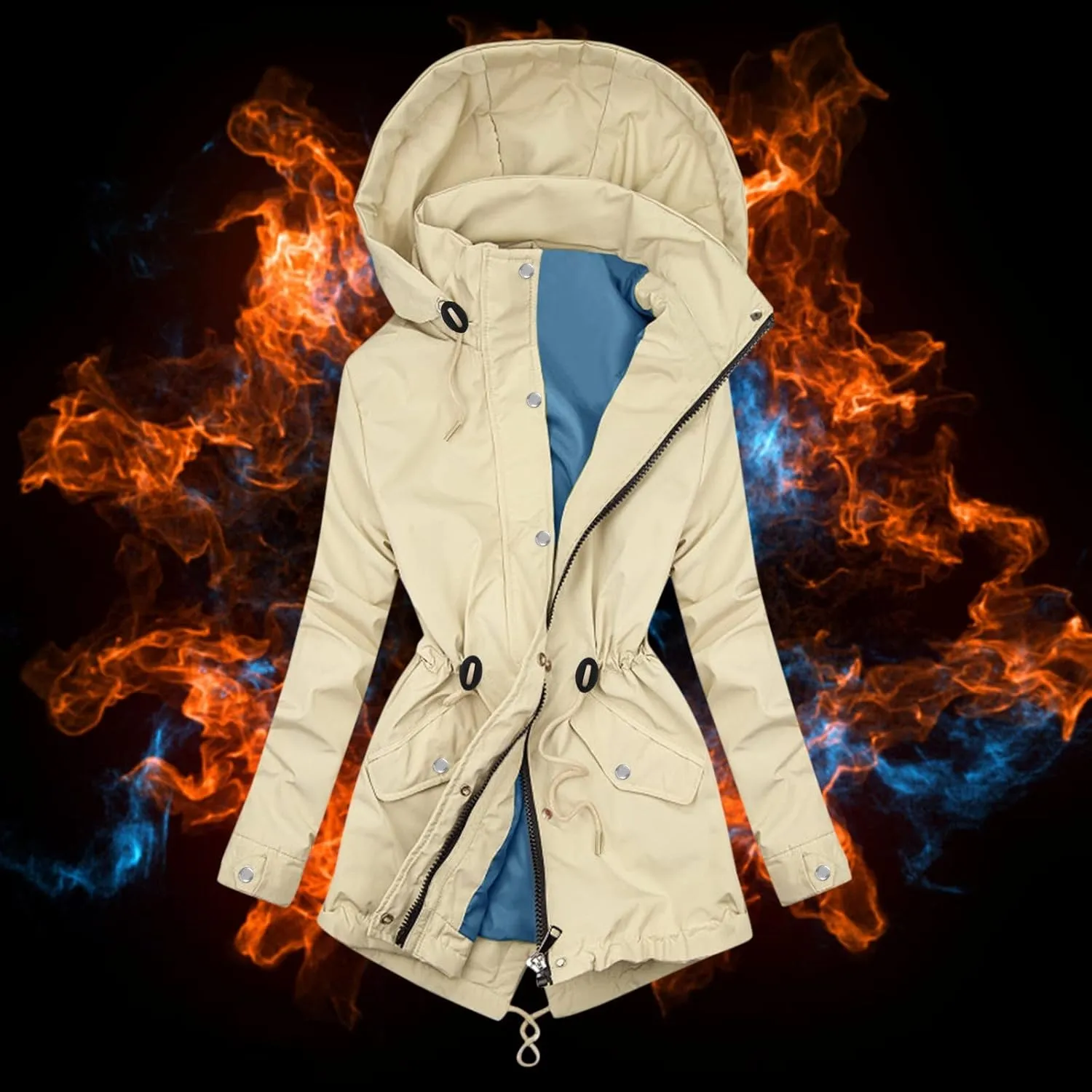 cooki Winter Coats for Women Lightweight Warm Thicken Jacket Cotton Coat with Removable Hood Down Coats Puffer Jackets