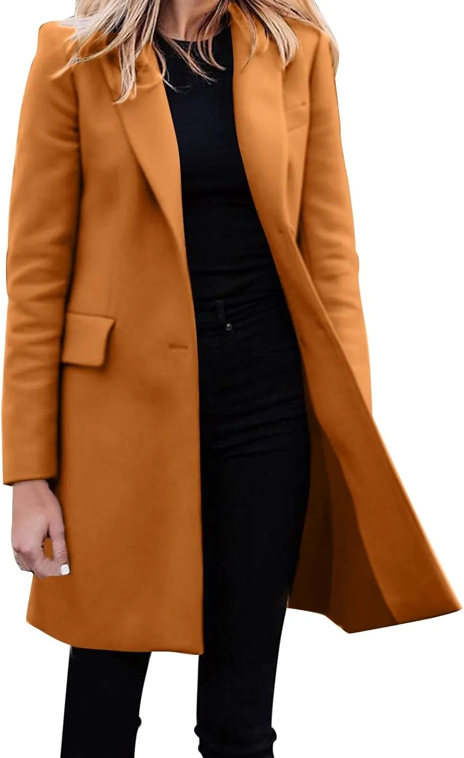 cooki Womens Coats Winter Wool Blend Trench Coats Lapel Pea Coat Plus Size Long Jackets Double Breasted Peacoats Overcoat