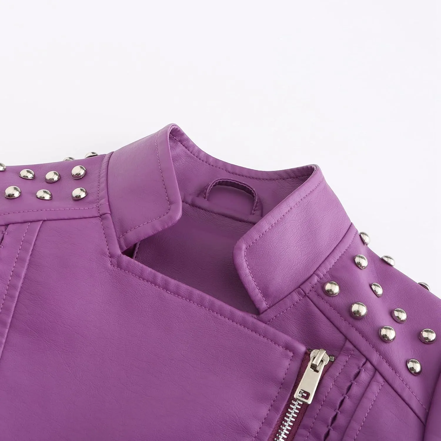 cooki Womens Fashion Slim Fit Zip up Faux Leather Biker Jacket Faux Leather Moto Jacket Casual Short PU Biker Coats