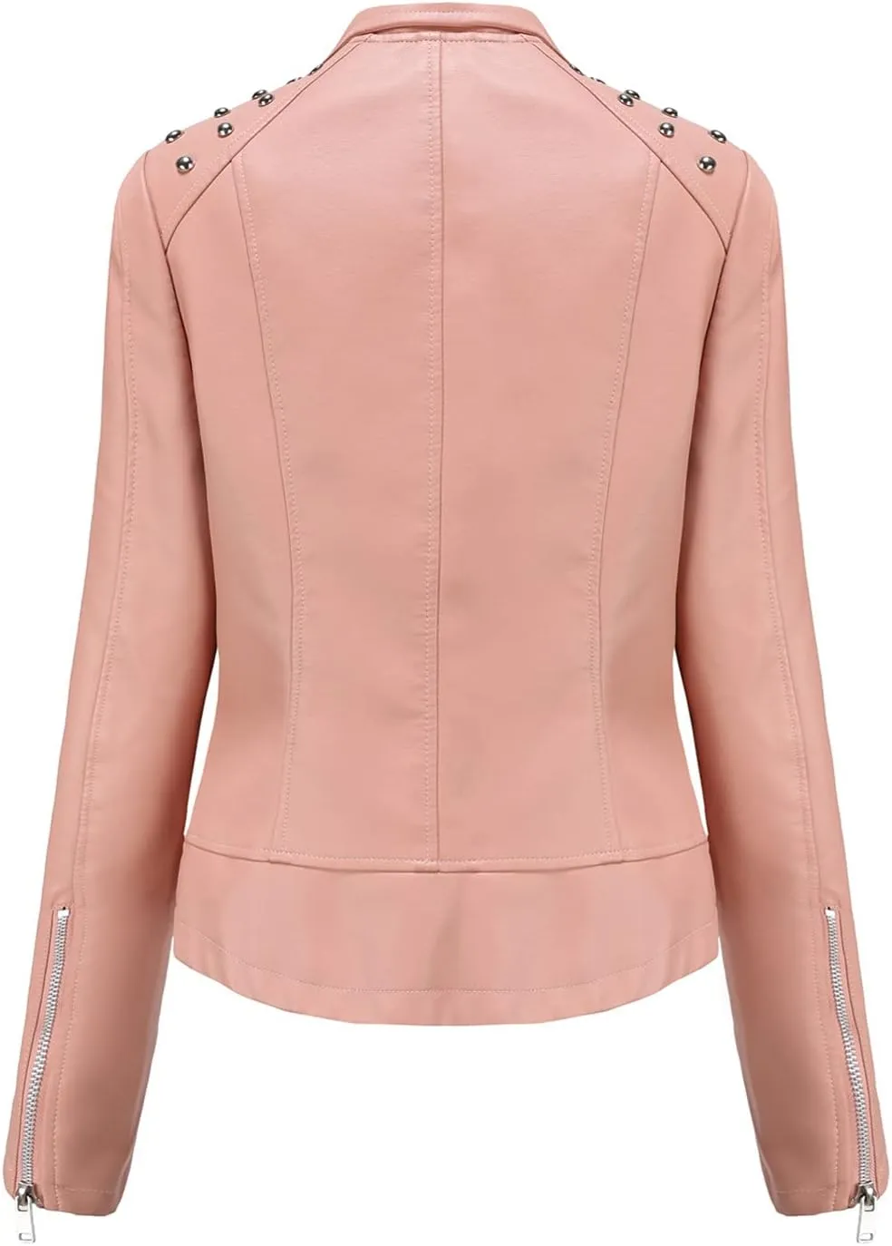 cooki Womens Fashion Slim Fit Zip up Faux Leather Biker Jacket Faux Leather Moto Jacket Casual Short PU Biker Coats