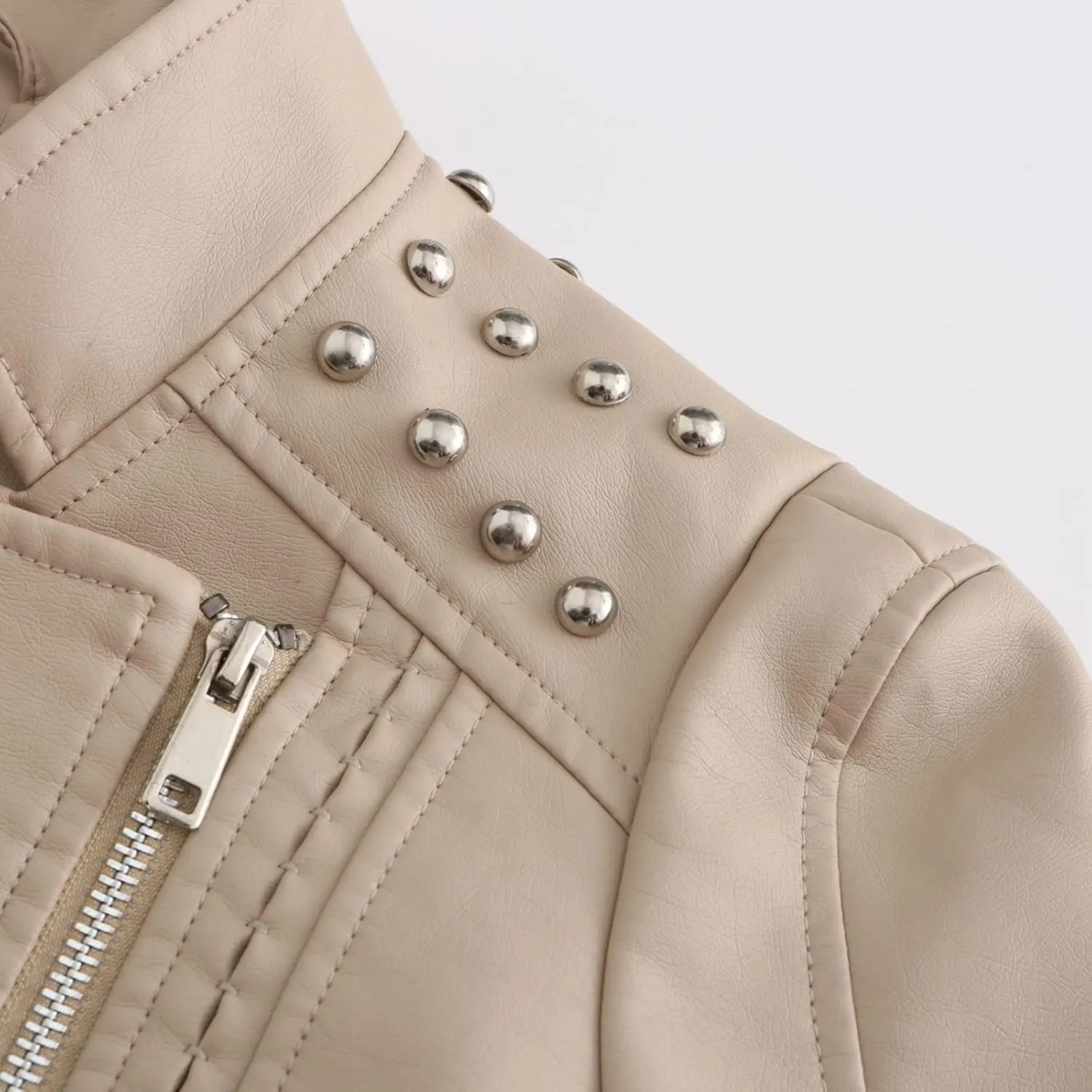 cooki Womens Fashion Slim Fit Zip up Faux Leather Biker Jacket Faux Leather Moto Jacket Casual Short PU Biker Coats