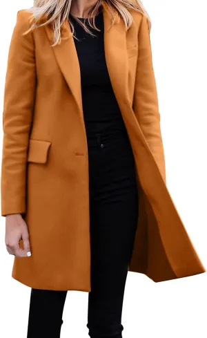 cooki womens winter coats Wool Blend Trench Coats Lapel Pea Coat Plus Size Long Jackets Double Breasted Peacoats Overcoat