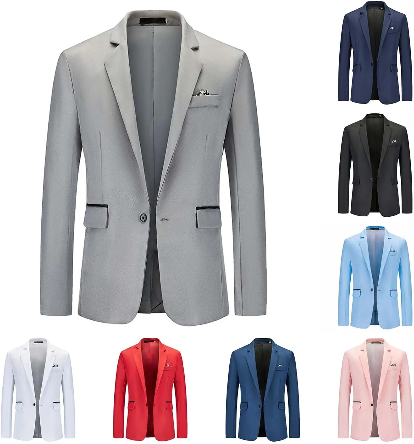 CRNTCEM Men's Casual Suit Blazer Jackets Solid Color Lightweight Slim Fit Wedding Prom Business Office Work Formal Outwear