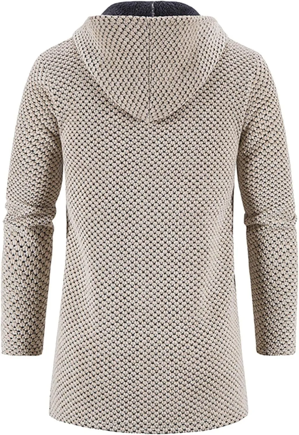 CRNTCEM Mens Long Cardigan Hoodies Winter Fleece Lined Warm Knitted Sweater Coats Full Zipper Open Front Drape Cape Overcoat
