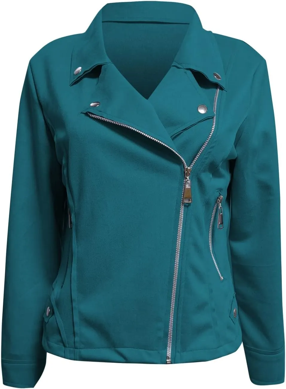 Cropped Biker Moto Jacket Women Faux Suede Motorcycle Jackets Lapel Zipper Slim Short Jacket Solid Long Sleeve Outwear