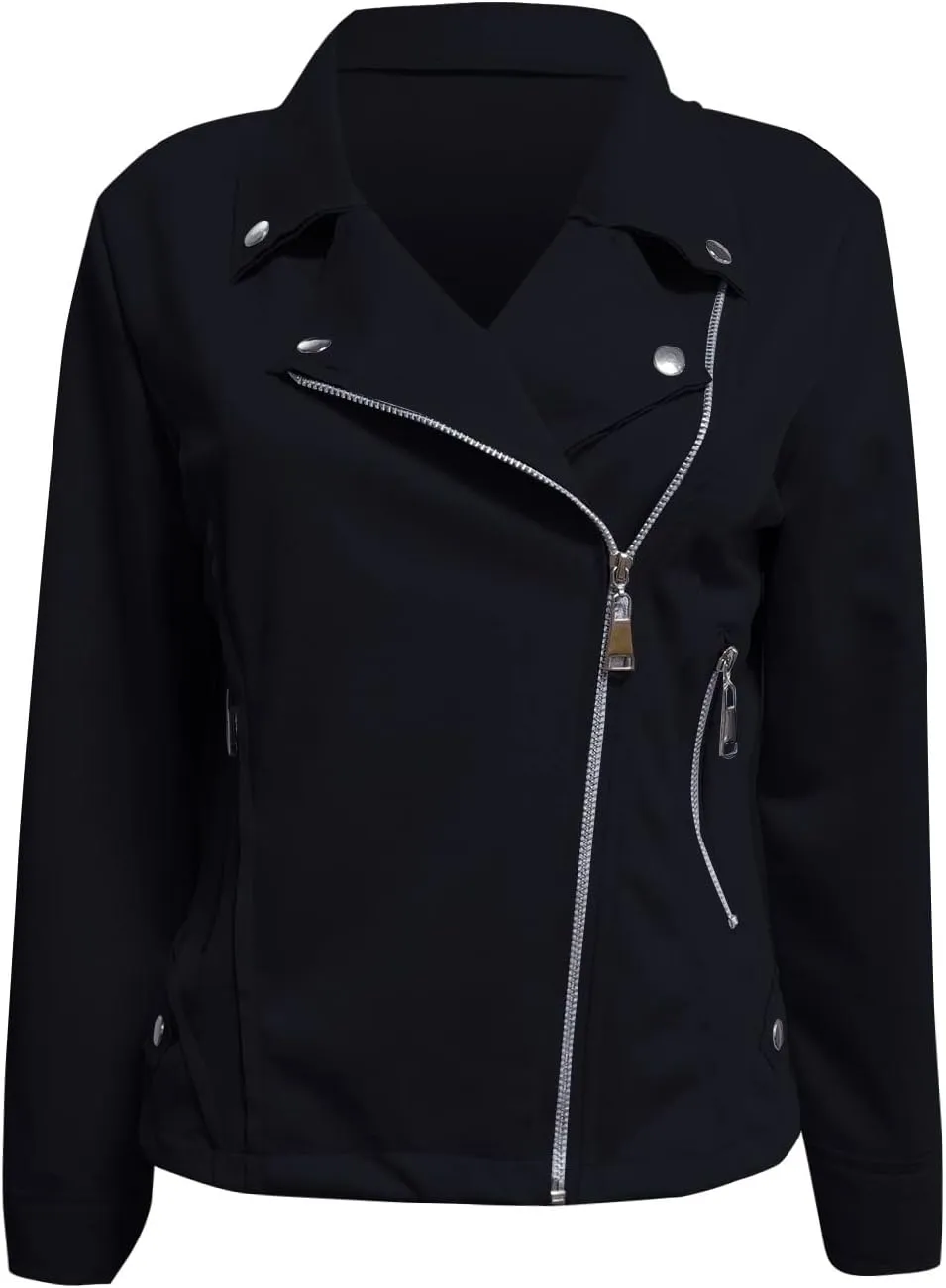 Cropped Biker Moto Jacket Women Faux Suede Motorcycle Jackets Lapel Zipper Slim Short Jacket Solid Long Sleeve Outwear