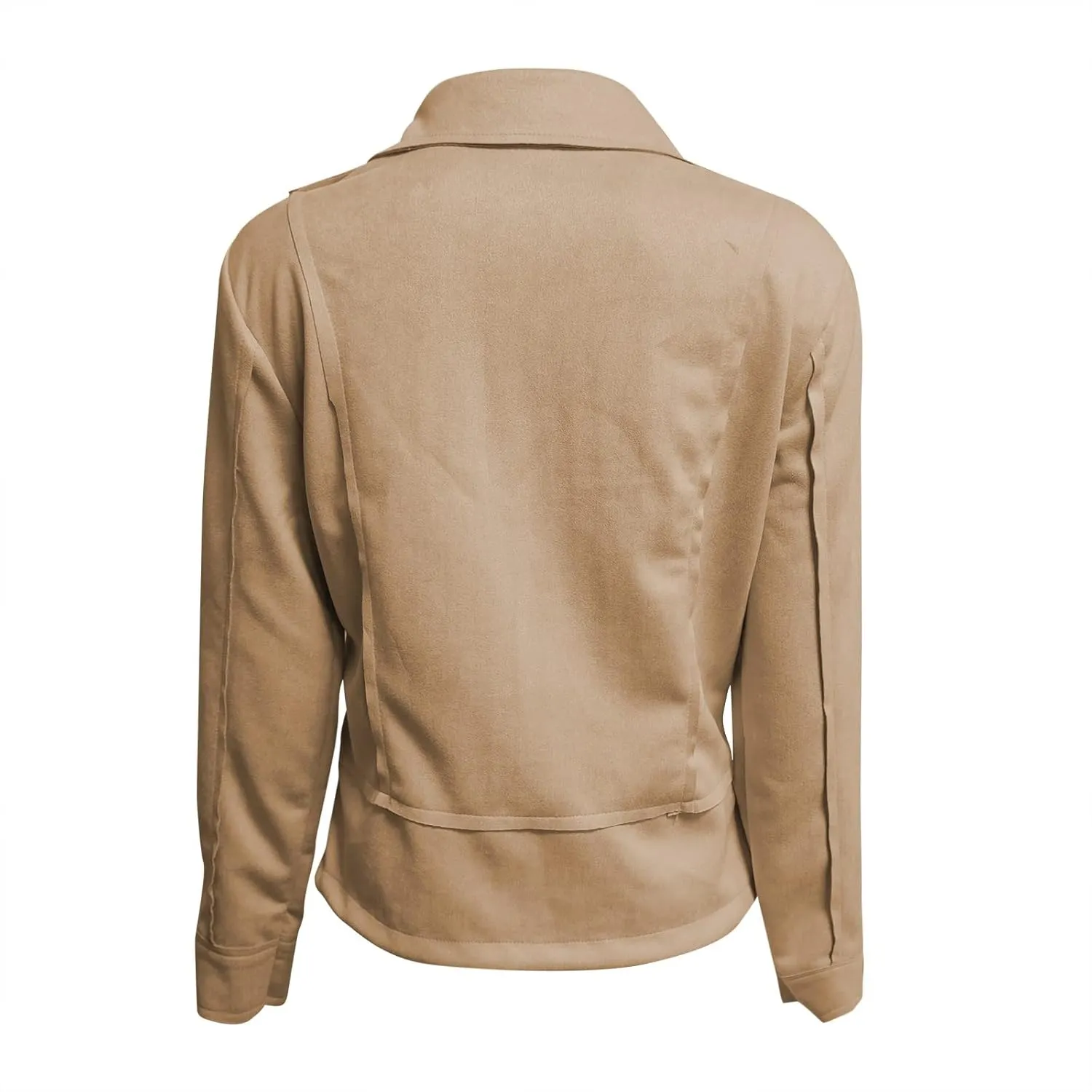 Cropped Biker Moto Jacket Women Faux Suede Motorcycle Jackets Lapel Zipper Slim Short Jacket Solid Long Sleeve Outwear