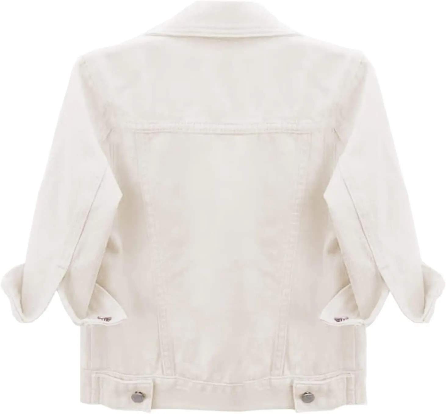Cropped Denim Jacket for Women 3/4 Sleeve Short Jean Jacket Button Down Retro Lightweight Trucker Coat