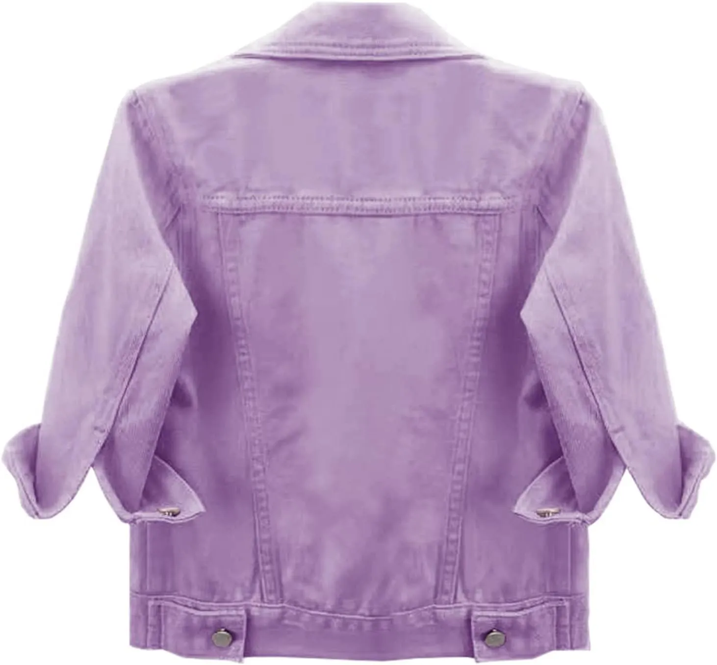Cropped Denim Jacket for Women 3/4 Sleeve Short Jean Jacket Button Down Retro Lightweight Trucker Coat