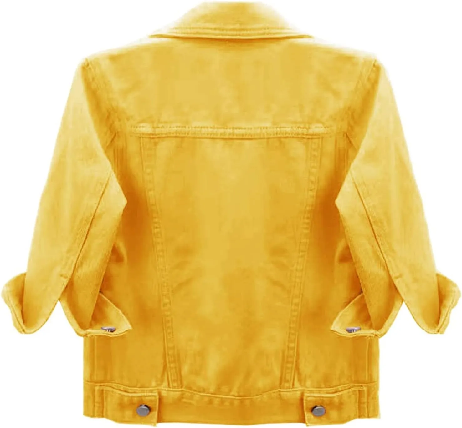 Cropped Denim Jacket for Women 3/4 Sleeve Short Jean Jacket Button Down Retro Lightweight Trucker Coat