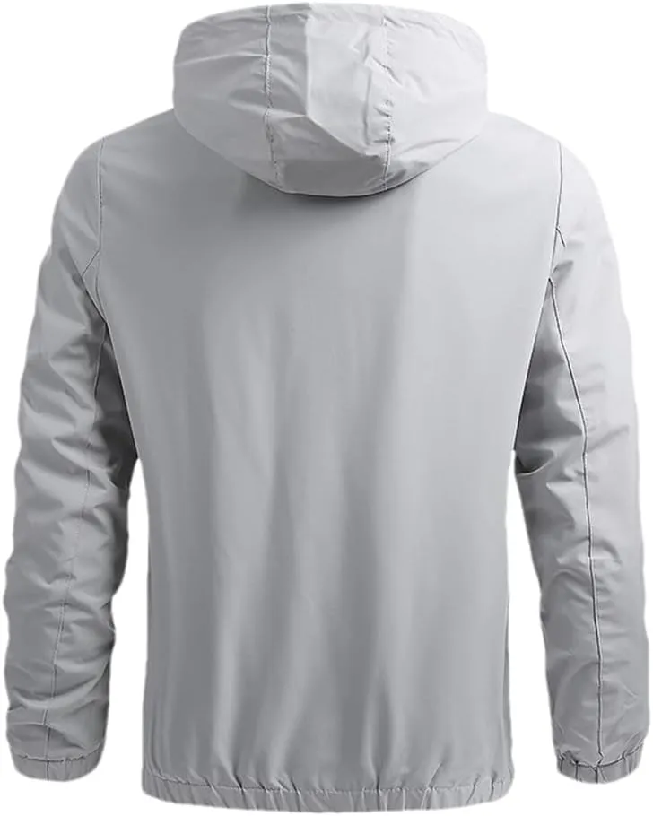 DBFBDTU Men Casual Spring Hooded Jackets Coat Autumn Outdoor Solid Color Jacket