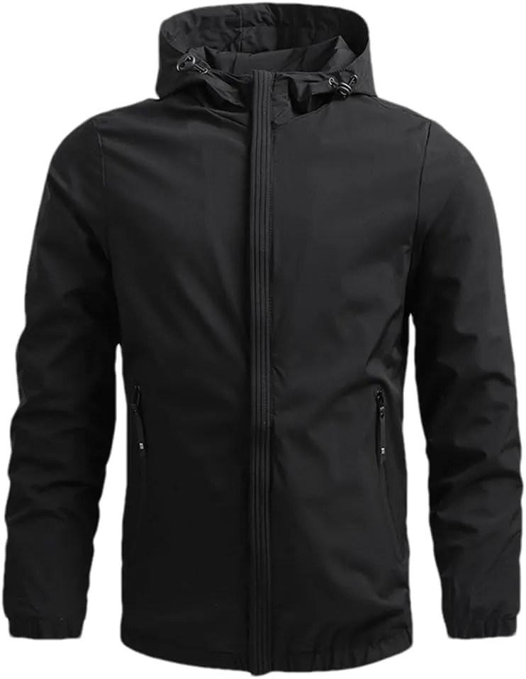 DBFBDTU Men Casual Spring Hooded Jackets Coat Autumn Outdoor Solid Color Jacket