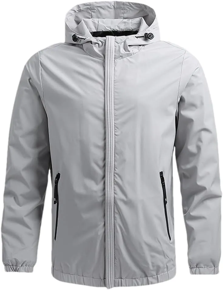 DBFBDTU Men Casual Spring Hooded Jackets Coat Autumn Outdoor Solid Color Jacket