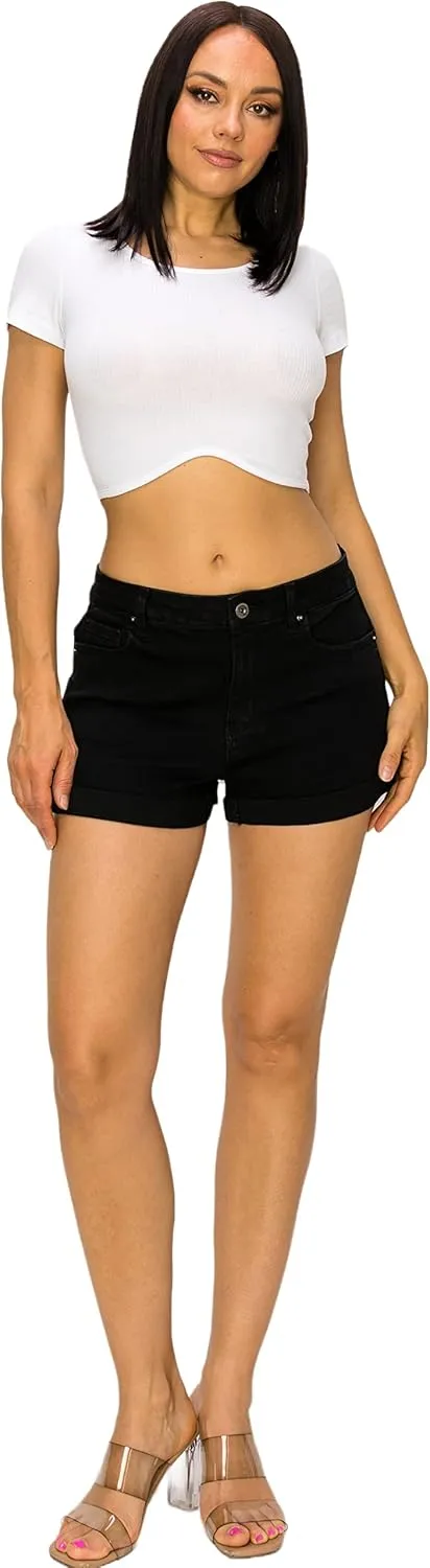 Denim Jean Shorts for Women - Casual Stretchy High Waisted Jean Shorts