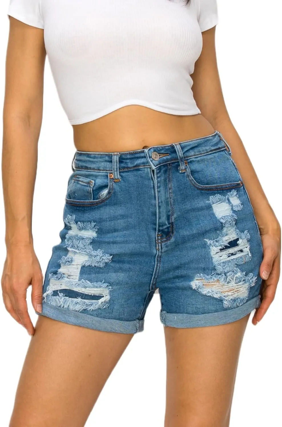 Denim Jean Shorts for Women - Casual Stretchy High Waisted Jean Shorts