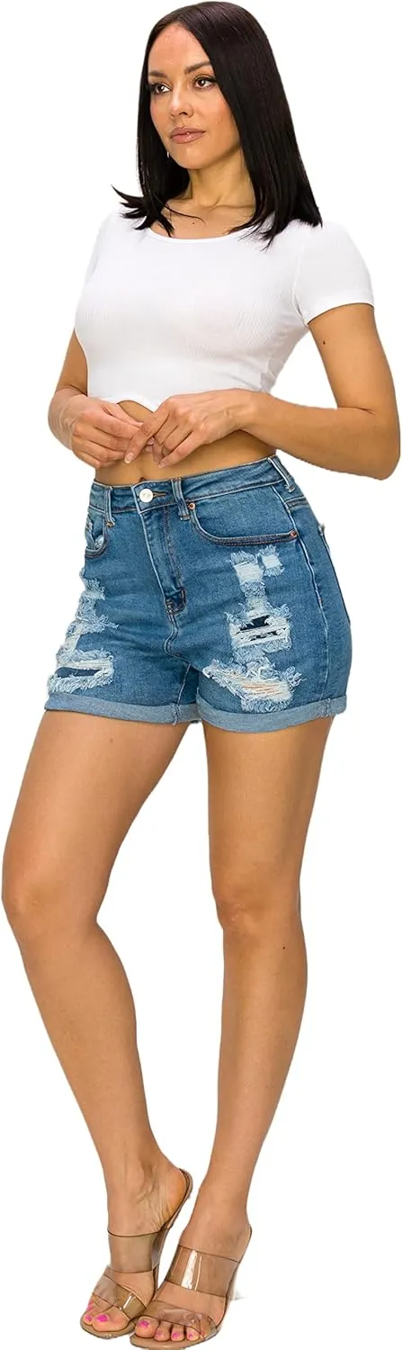 Denim Jean Shorts for Women - Casual Stretchy High Waisted Jean Shorts