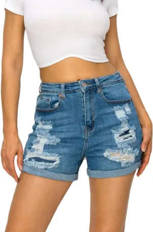 Denim Jean Shorts for Women - Casual Stretchy High Waisted Jean Shorts