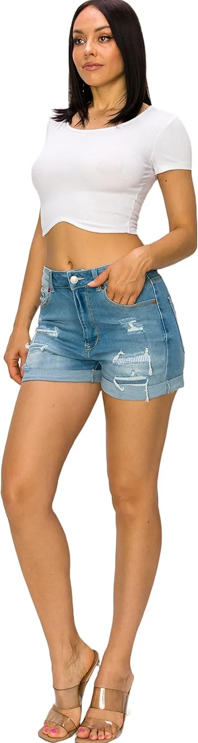 Denim Jean Shorts for Women - Casual Stretchy High Waisted Jean Shorts