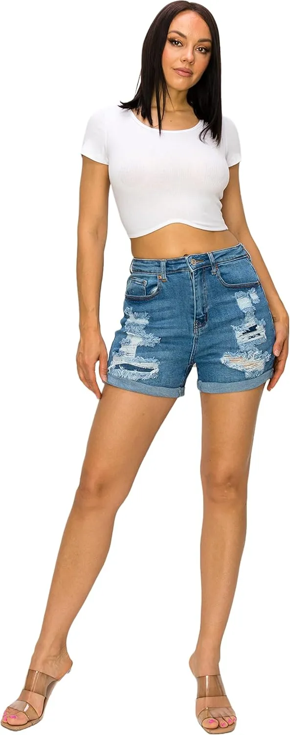 Denim Jean Shorts for Women - Casual Stretchy High Waisted Jean Shorts