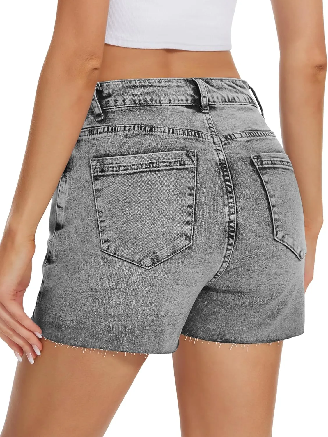 Denim Skort for Women Denim Mini Skirt Casual High Waist Stretch Jean Skirt with Pockets