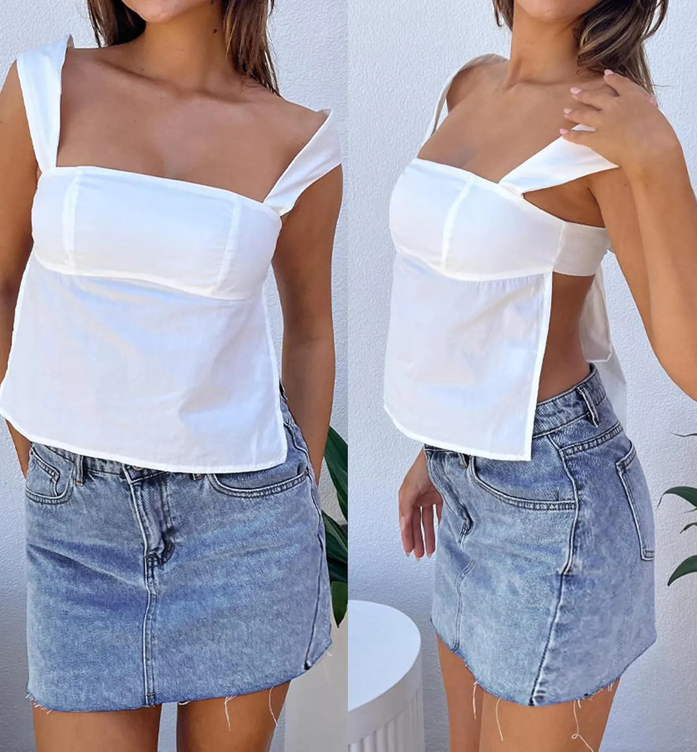 Denim Skort for Women Denim Mini Skirt Casual High Waist Stretch Jean Skirt with Pockets