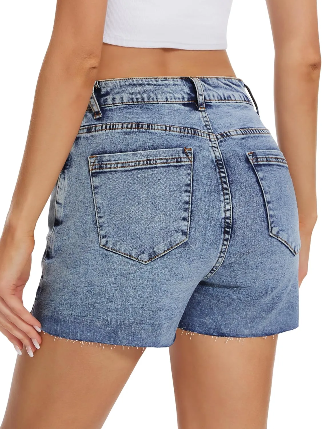 Denim Skort for Women Denim Mini Skirt Casual High Waist Stretch Jean Skirt with Pockets